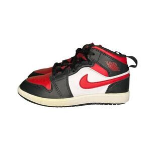 Nike Boys Air Jordan 1 Mid Bred Toe Size 1.5 Basketball Shoes Sneakers